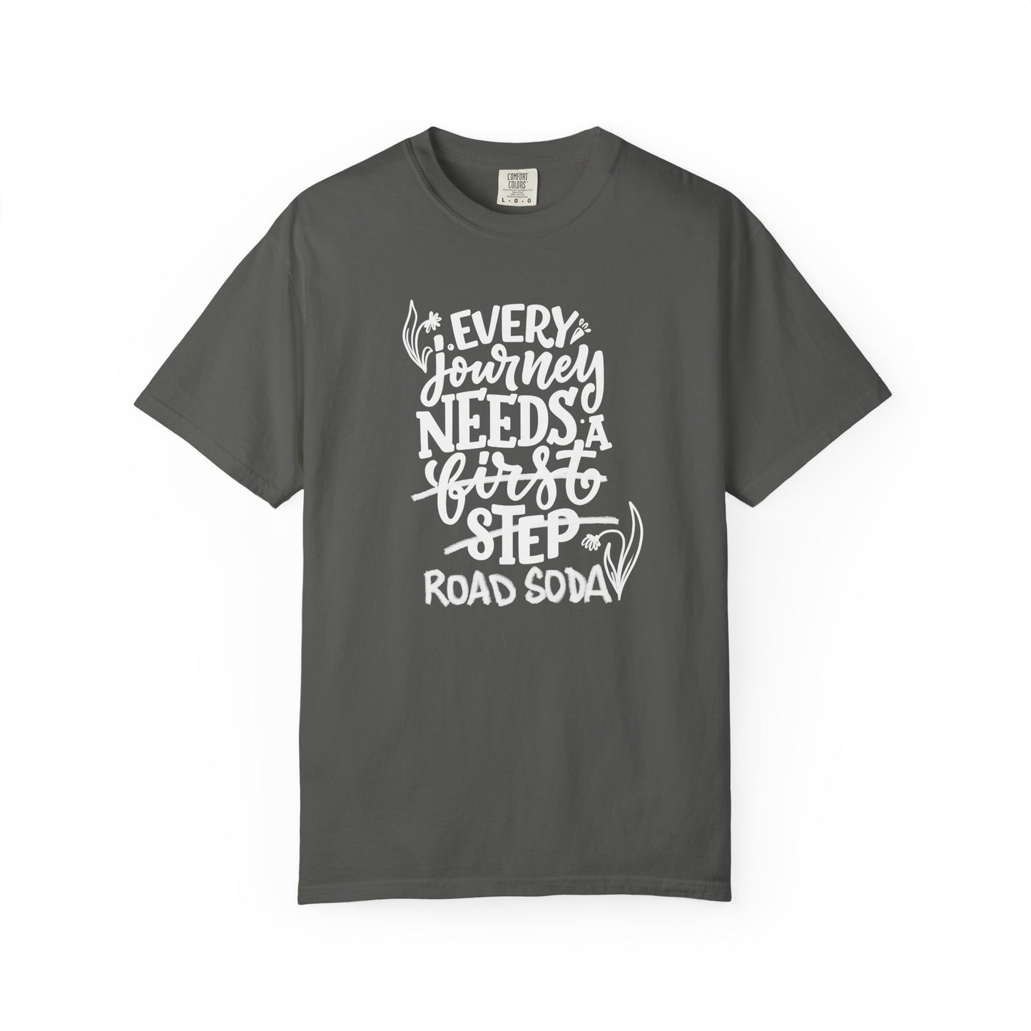 Every journey needs a road soda T-shirt